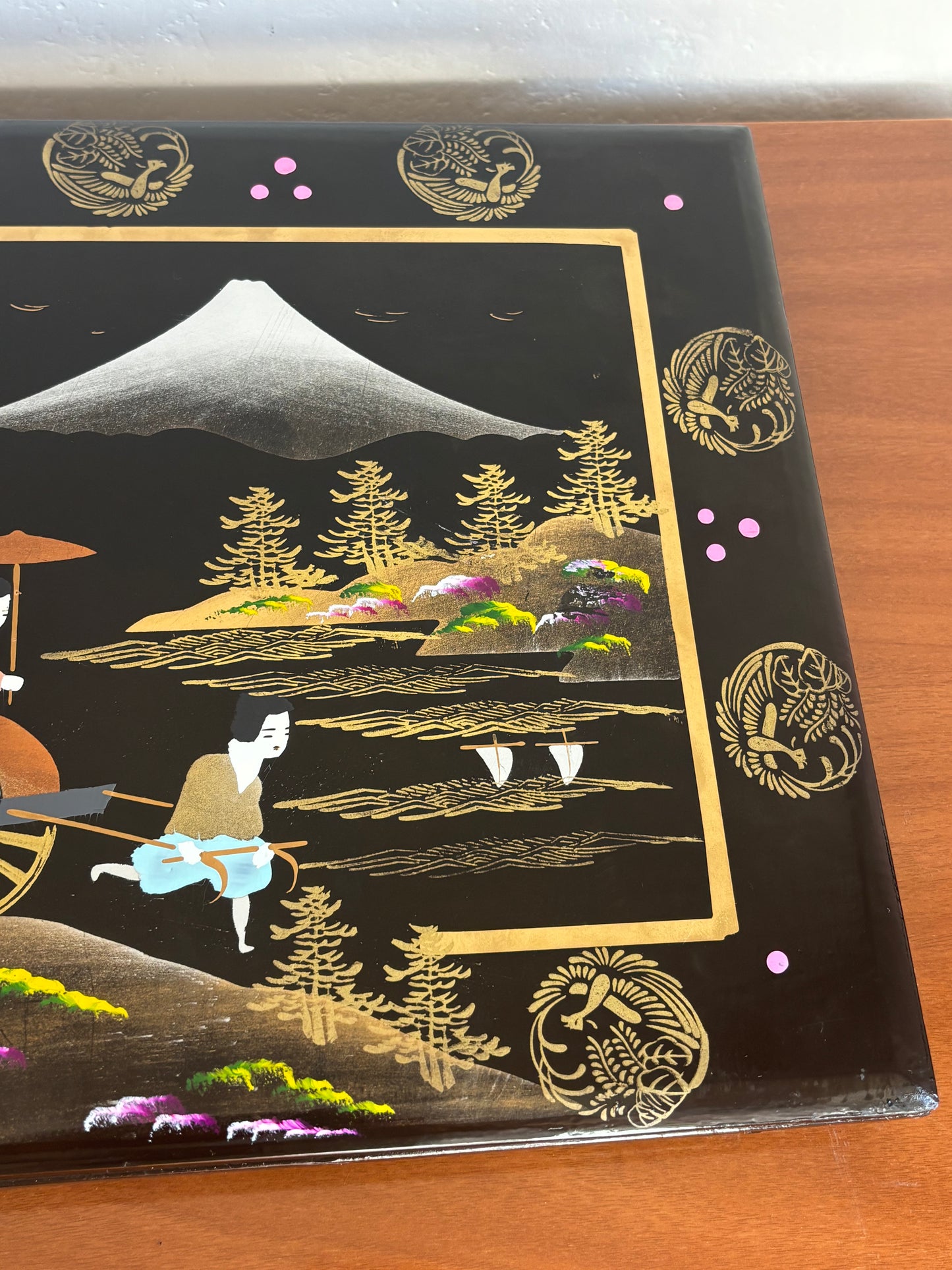 Japanese Lacquer Photo Album with Musical Music Box