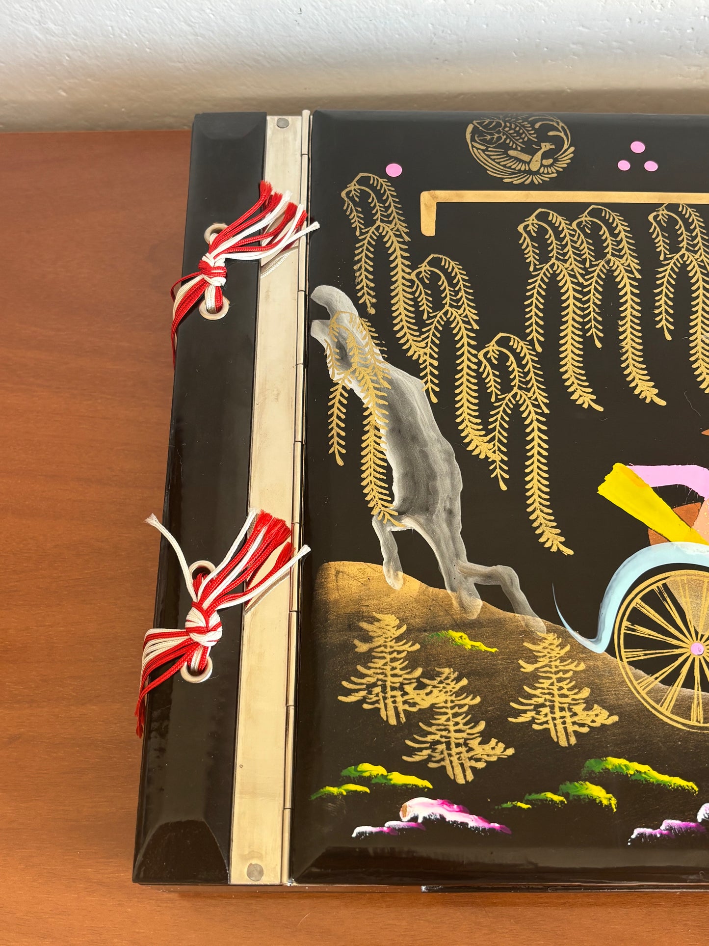 Japanese Lacquer Photo Album with Musical Music Box