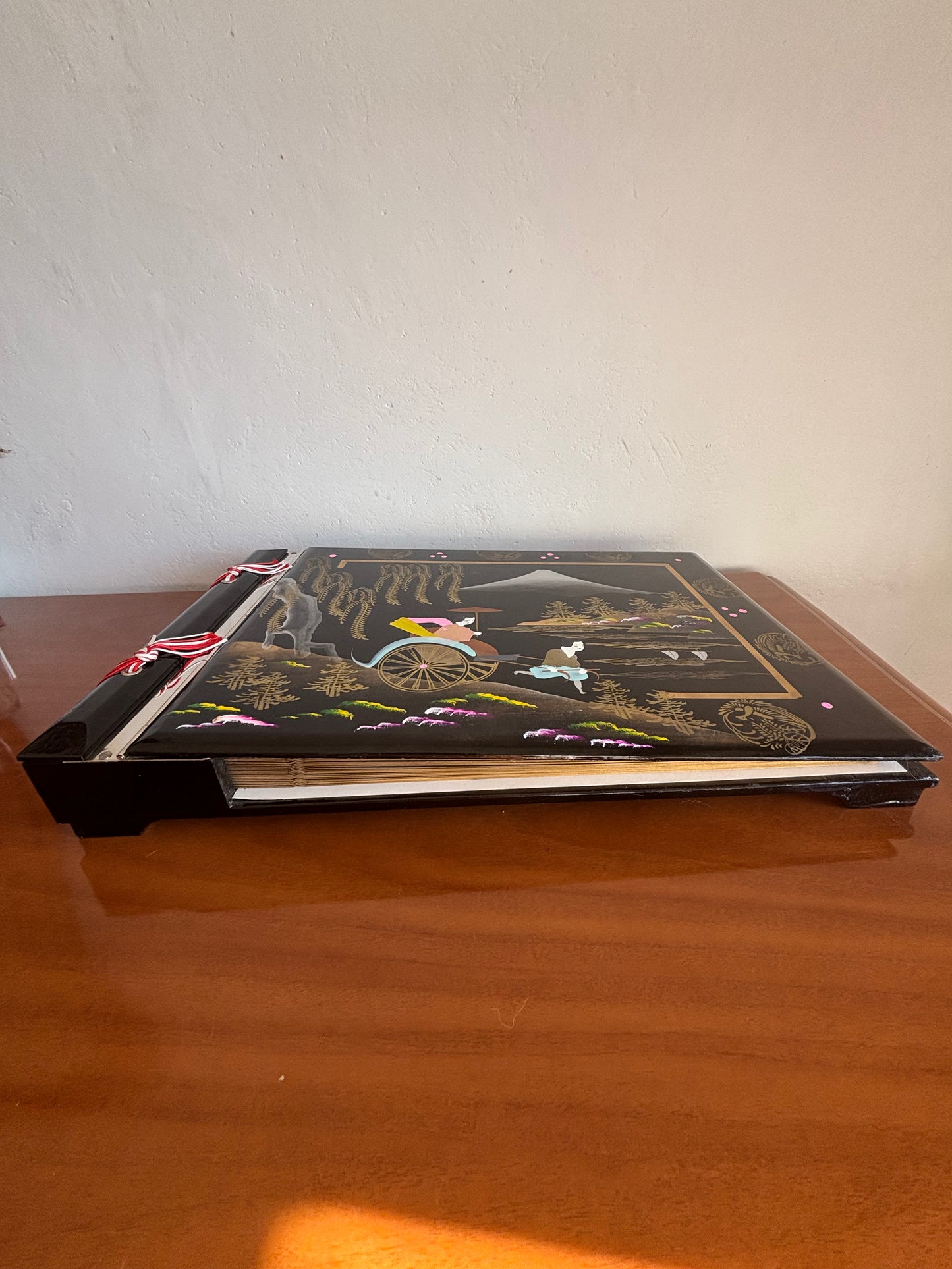 Japanese Lacquer Photo Album with Musical Music Box