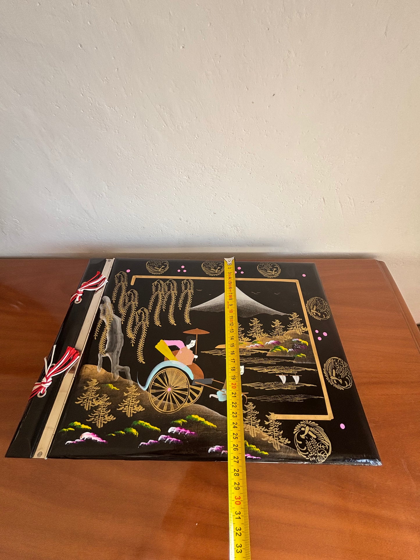 Japanese Lacquer Photo Album with Musical Music Box