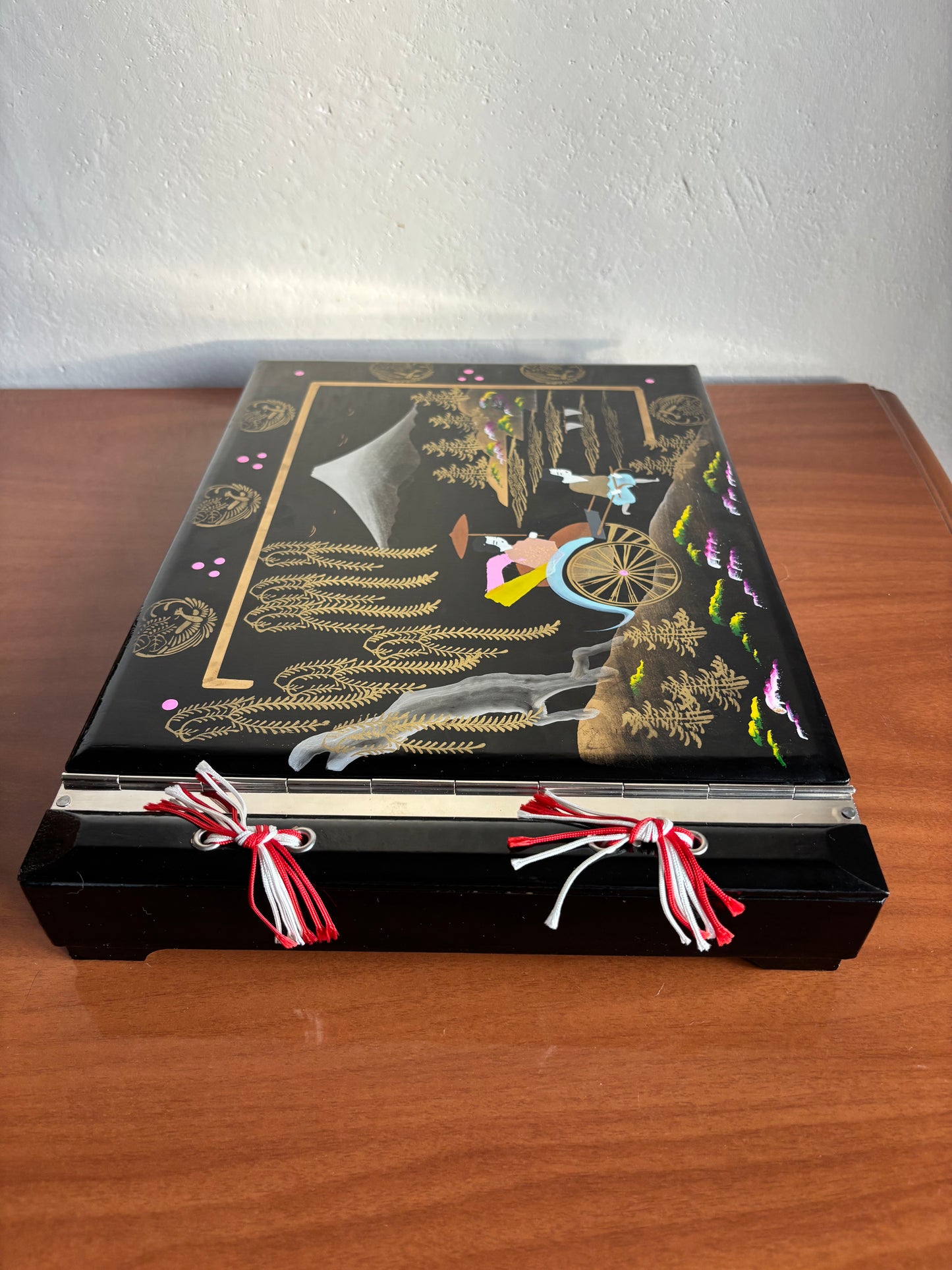 Japanese Lacquer Photo Album with Musical Music Box