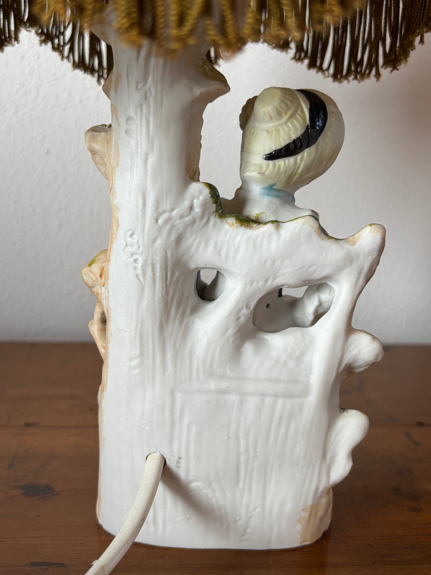 Lampada da Tavolo Vintage in Ceramica Bisquit