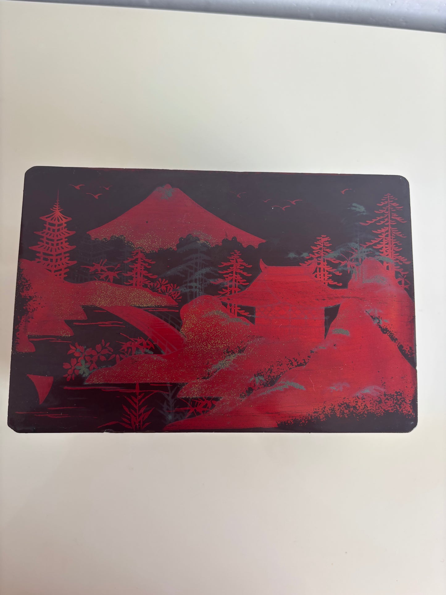 Portagioie giapponese vintage con carillon funzionante – lacca nera e ballerina