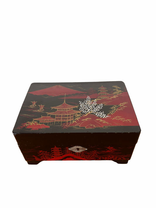 Carillon vintage in legno decorato – funzionante con chiave