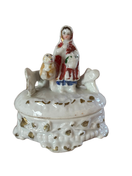 Scatoletta in ceramica tedesca fine '800 – Cappuccetto Rosso e il lupo