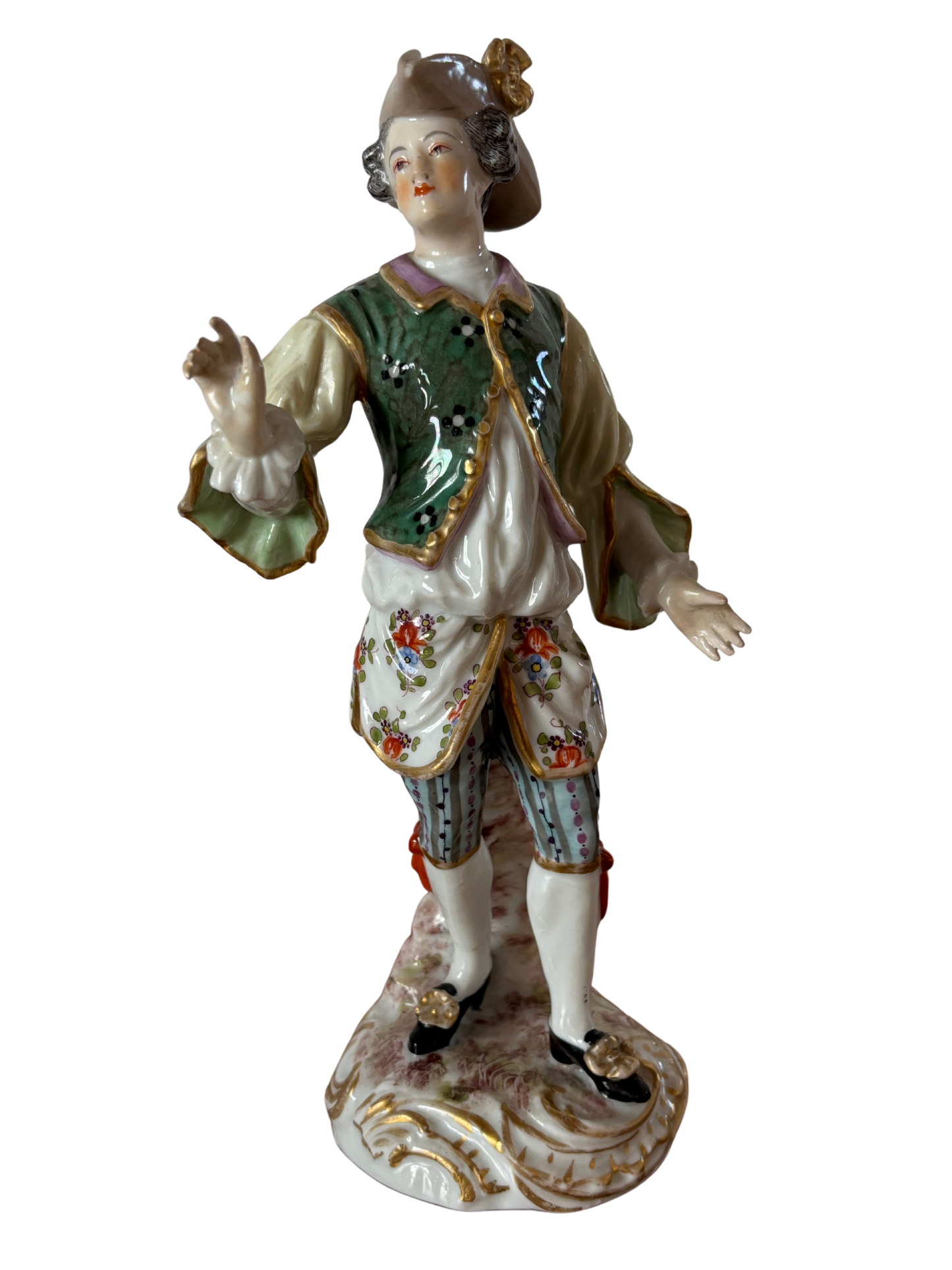Statuina in ceramica con marchio JB coronato
