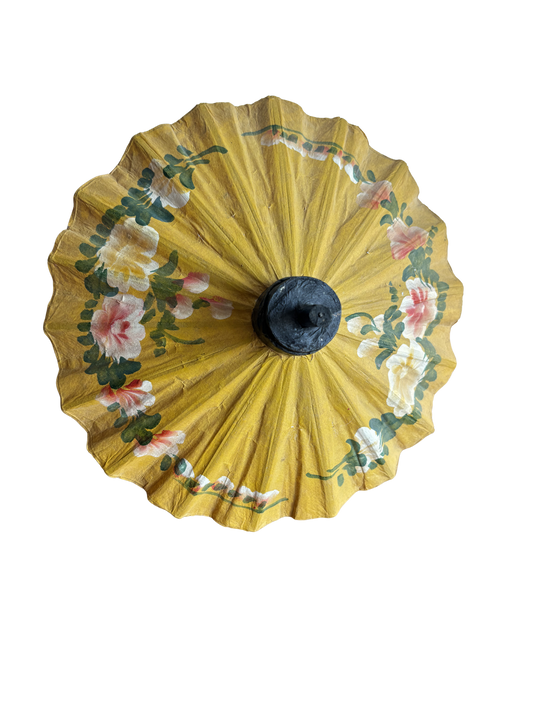 Ombrello parasole asiatico in carta di piccole dimensioni con fiori dipinti