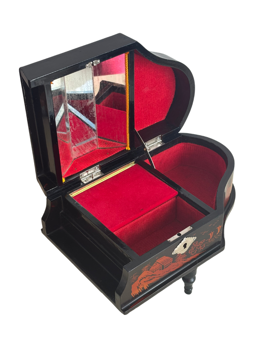 Portagioie giapponese vintage a forma di pianoforte senza ballerina