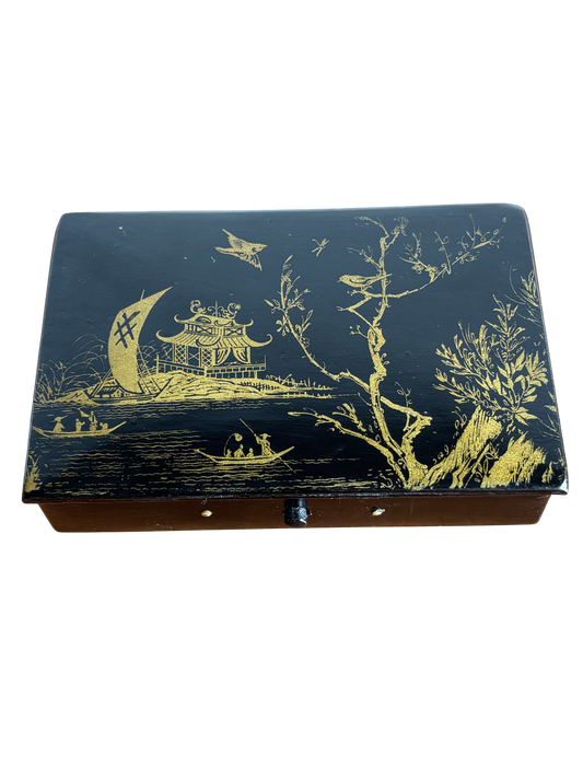 Scatolina in cartapesta Napoleone III – Produzione francese con decorazione asiatica