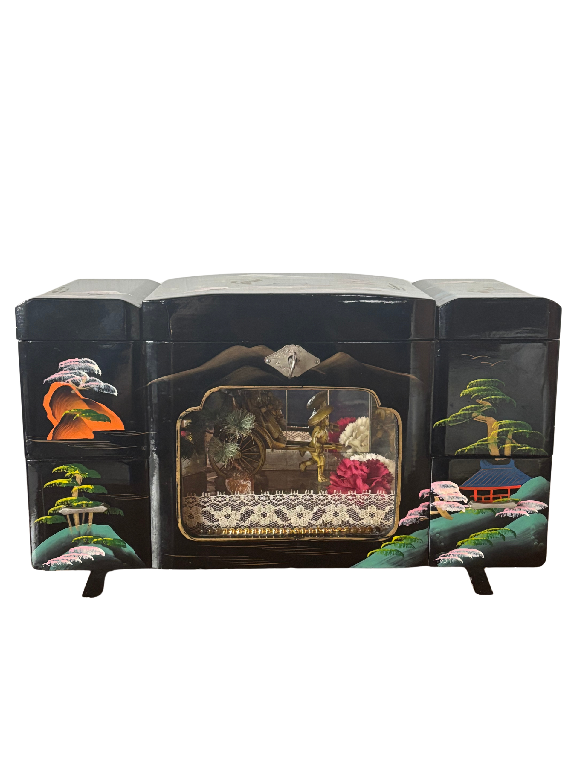 Vintage Japanese Jewelry Box with Musical Carousel (1960s–1970s